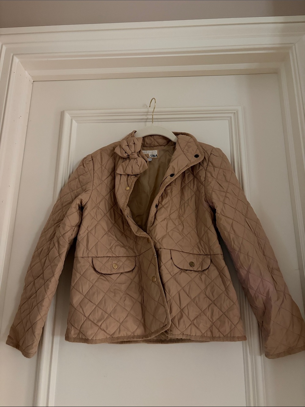 Janie and Jack Quilted Puffer Jacket in Taupe